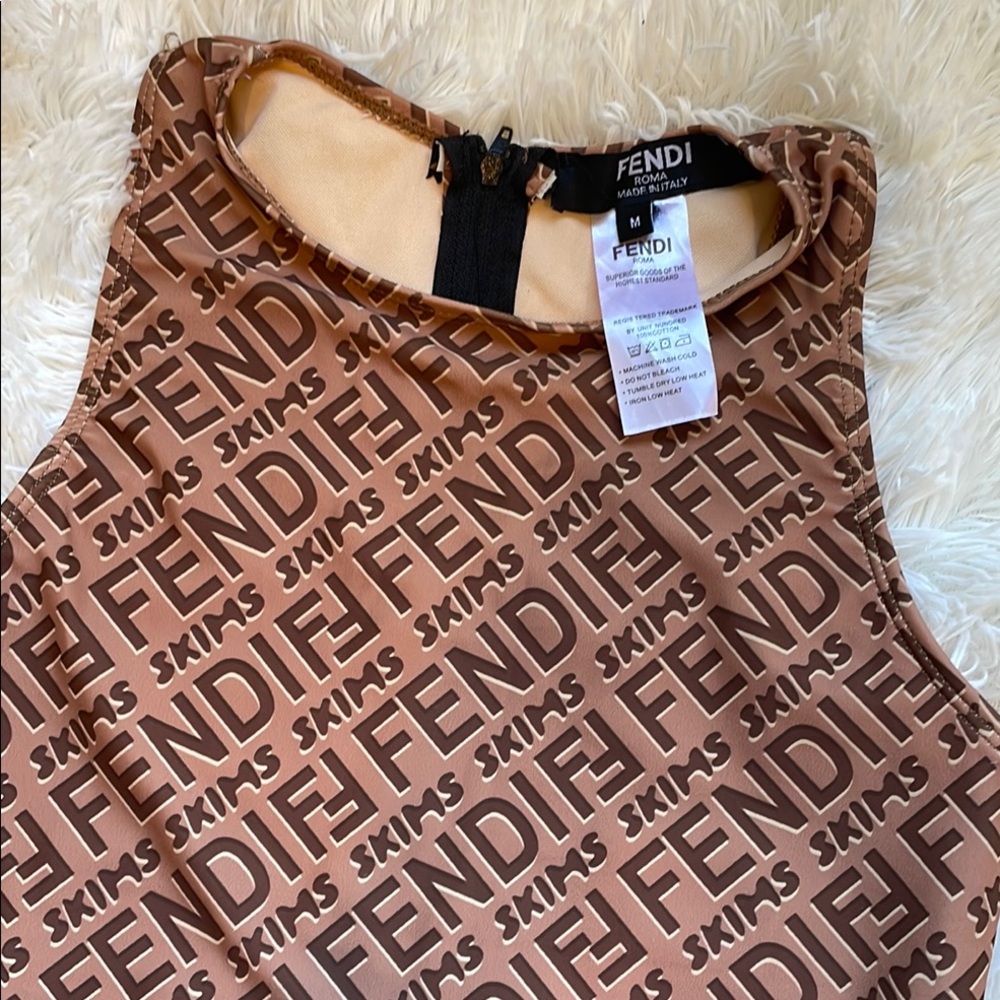 Fendi Brown Logo Tank Top
